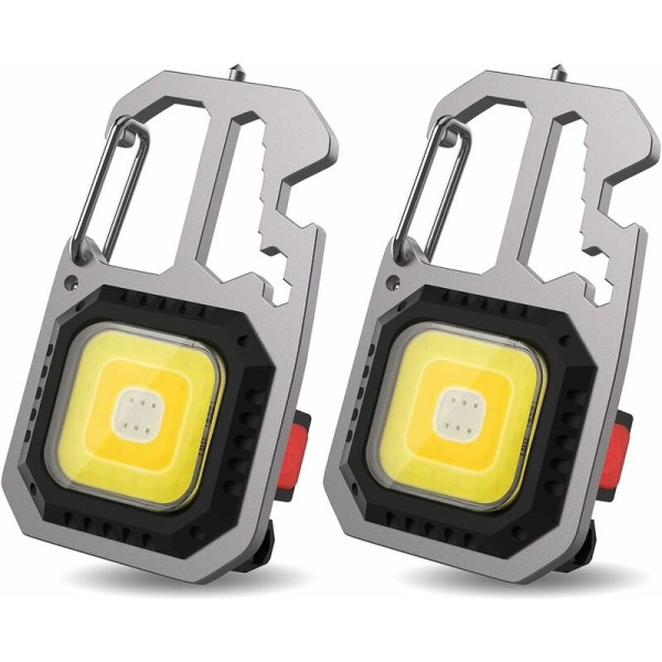 2PCS Mini Portable Work Light 7 Modes Keychain Flashlight Waterproof Rechargeable Inspection Lights