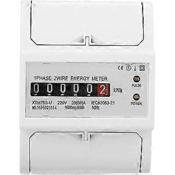 220v Multifunktionel Digital Enkeltfaset Elektrisk Energi Site Meter På Din Skinne Meter 2 Linje 4p (20(80) f