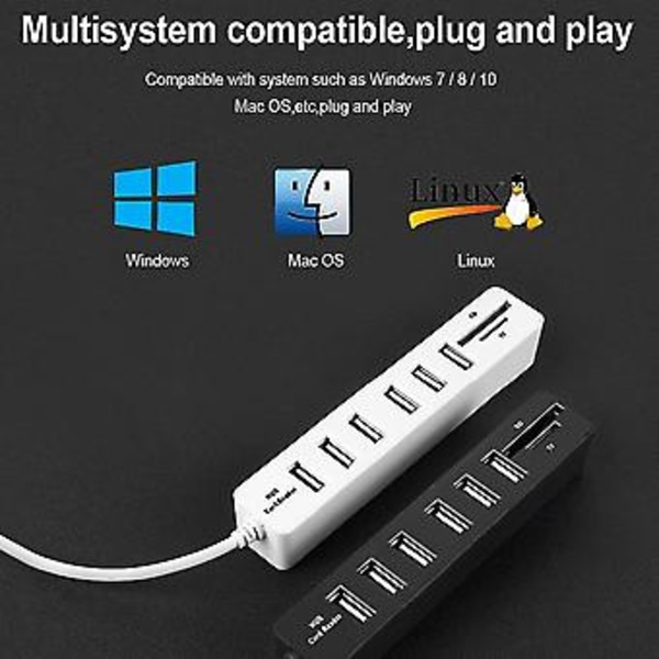 Usb Hub 6 Portin Laajenninadapteri Usb 2.0 Hub Usb-jakaja 2.0 Hub Usb-hub Sd/tf Fo