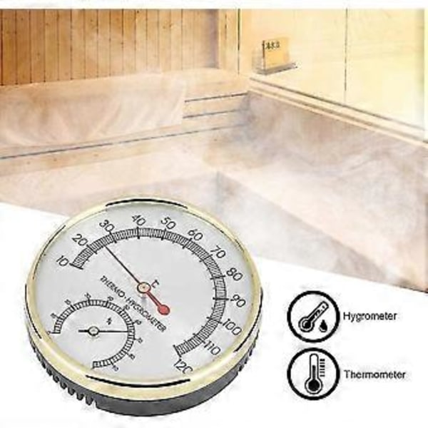 Indendørs Termo-hygrometer, Metal Ur Fugtighedsmåler Indikator Sauna Rum Temperatur Fugtighedsmonitor Vejr Termometre (1 stk, Guld)