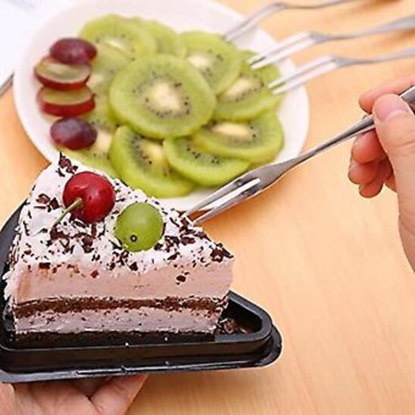 10 stk. Gjenbrukbare fruktgafler i rustfritt stål, kake- og snacksverktøy 13 cm