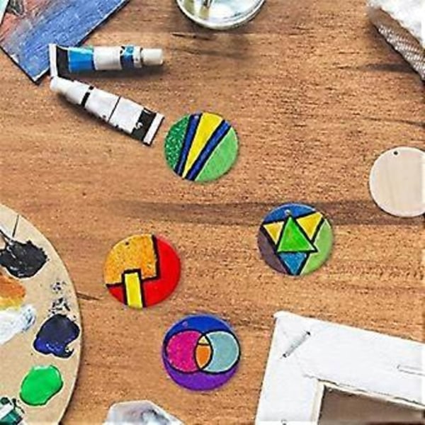 100 stk. Tresirkler for håndverk, 3,5 cm Ubehandlede tre-nøkkelringer Tresirkler for DIY-håndverk Juledekorasjon