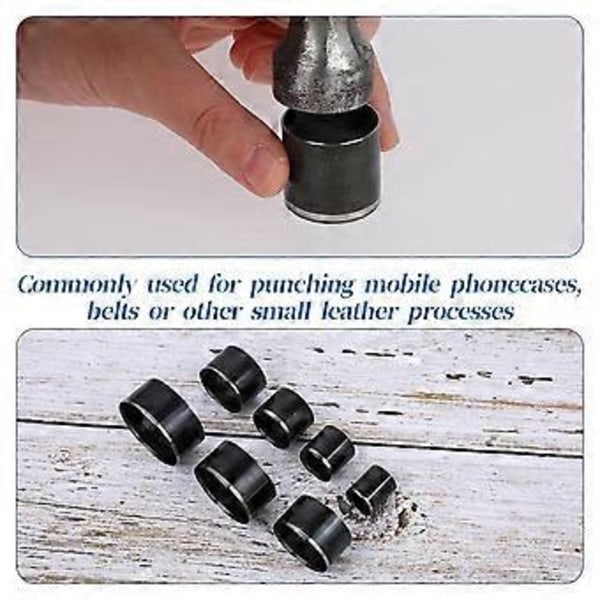 7 Størrelser Hullpunch Sett Lær Sirkelkutter Verktøysett Rund Hullpunch 20mm - 50mm Hul Punch Kutter Verktøysett