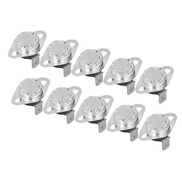 10 stk. Termostat Termisk Kontakt Manuel Håndnulstilling Bimetallisk Chip Temperaturkontrolkontakt 10A 250V 90℃