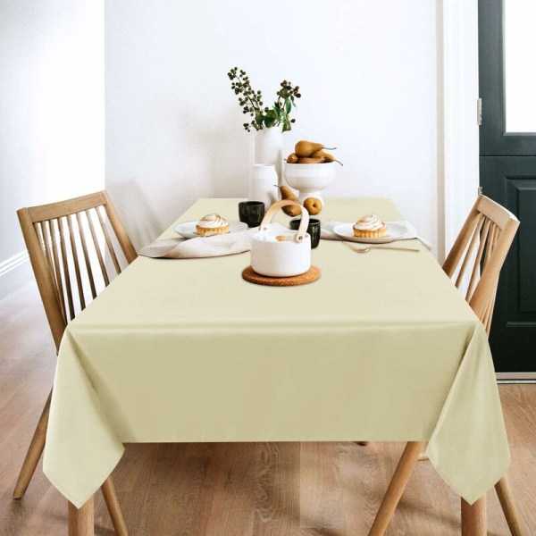 2-pack beige bordsduk 60 x 84 tum, rektangulär 4 fot bordsduk - fläck- och skrynkelfri tvättbar polyester bordsduk för matbord, Bu