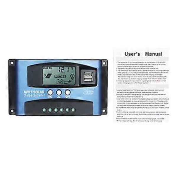 MPPT Solar Charge Controller Dobbelt USB Solar Controller Smart LCD-skærm MPPT Tracking 5V/2A Dobbelt USB-udgang 12V/24V Automatisk Identifikation