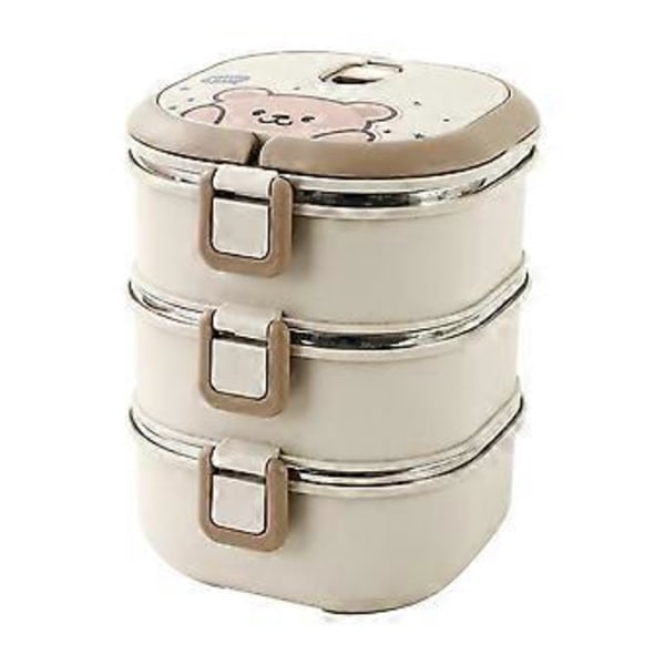 304 Rostfritt Stål Isolerad Matlåda med Sked Staplad Bento Box Bärbar Söt Matlåda Läcksäker Matbehållare, B