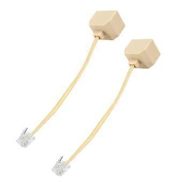 2 stk. 6p4c Rj11 Han til 2x Hun Splitter Telefon Stik Adapter