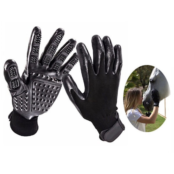 Pet Cat Dog Brushing Hair Comb Massage Bath Cleaning Five Finger Gloves-Black