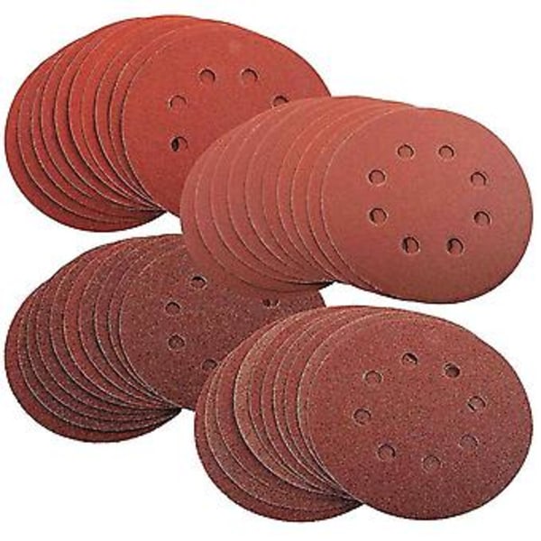 80 stk. slibeskiver, 40 60 80 100 120 150 180 240 320 400 korn 8-hullers assorteret til