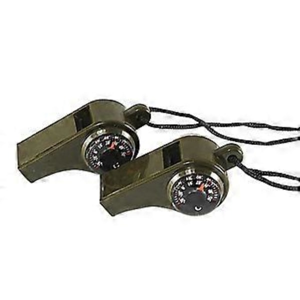 3 i 1 Nödsignal Visselpipa Kompass Termometer Cheerleading Visselpipa Camping Vandring Utrustning 2-pack