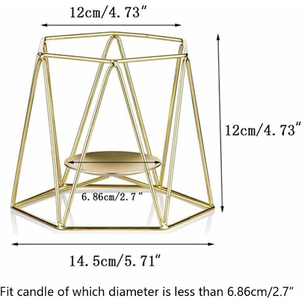2 st gyllene metallpelare ljusstakar, geometriska värmeljushållare, bröllopsdekorationer, soffbord för heminredning, ceremoni a