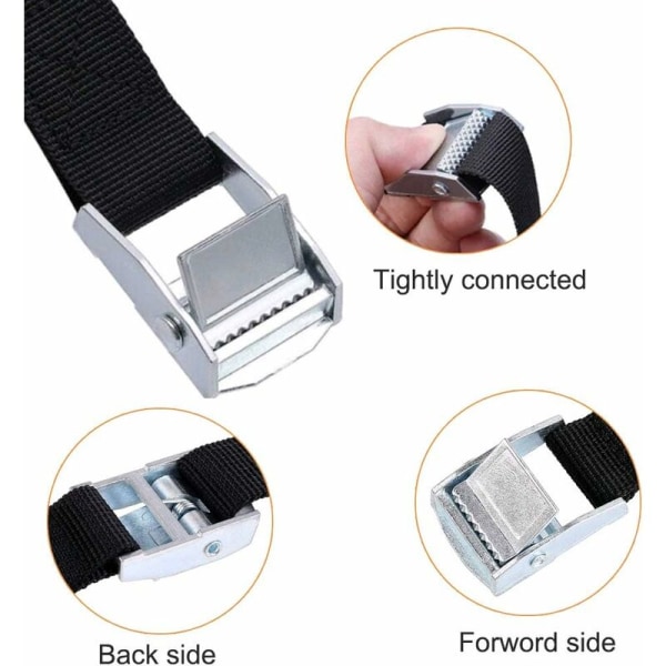 10 stk. 239 cm surringsstropp festekit for motorsykkel/bil/sykkelstativ klemme stropp maks belastning 500 kg - svart