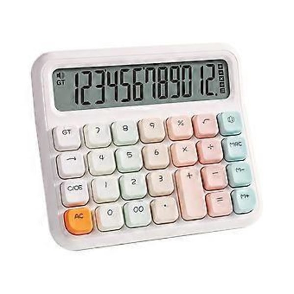 Skrivebordskalkulator med 12-sifret display, søtt og ergonomisk design med stor LCD-skjerm for hjemme-, skole- og kontorbruk
