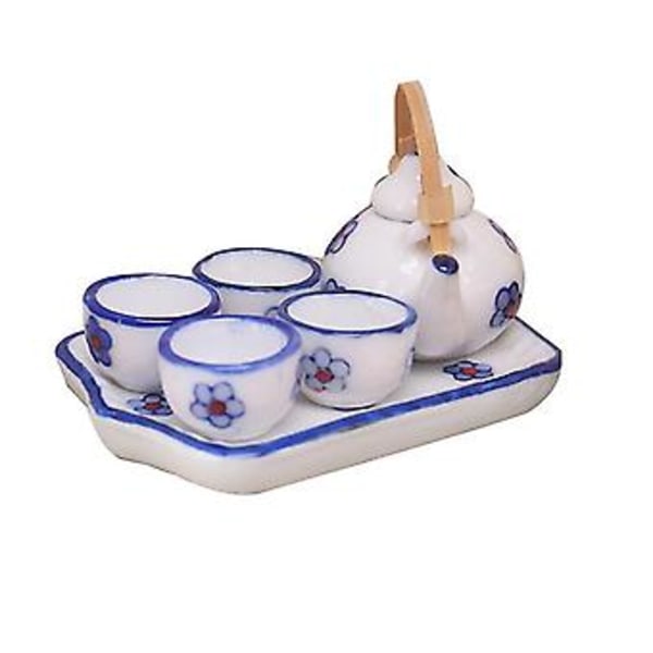 1:12 Teservis/6st Keramiska Servis Tekanna Kit Tillbehör