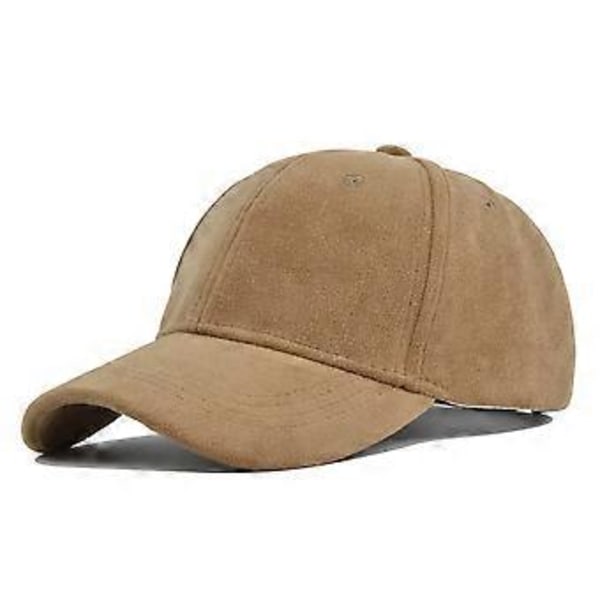 Suede ensfarvet soft-top baseballkasket simpel lammeuldskasket udendørs sportskasket buet skygge solskærmskasket