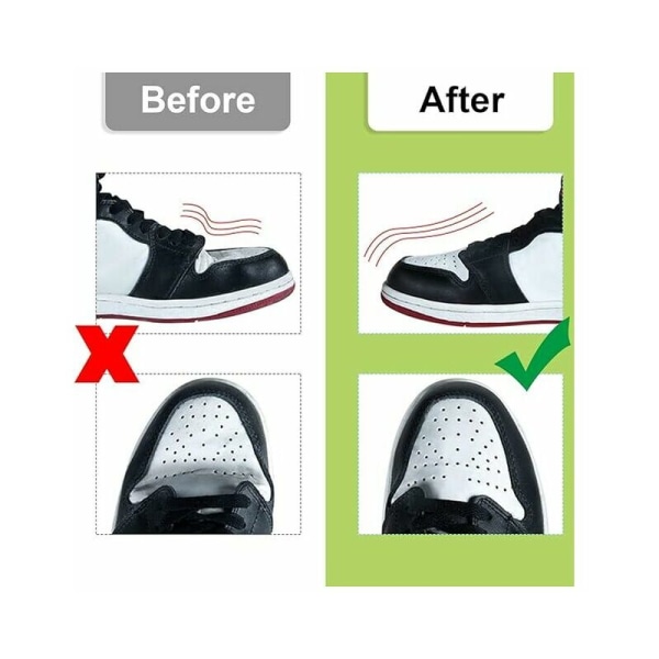 2 par med skoskjold mot rynker, anti-rynke skoskjoldbeskytter tåboksreduserer, forhindrer sneakersko-krøllfordypning (hvit + svart)- L