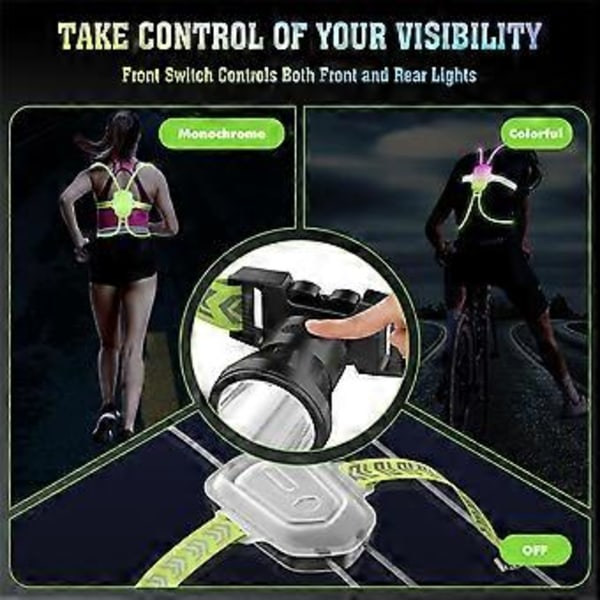 Natt Utomhus Sport LED Väst 360 Reflekterande Hög Synlighet Blixt Säkerhet LED Fiber Optisk Nattlöpning Ridning Färgrik