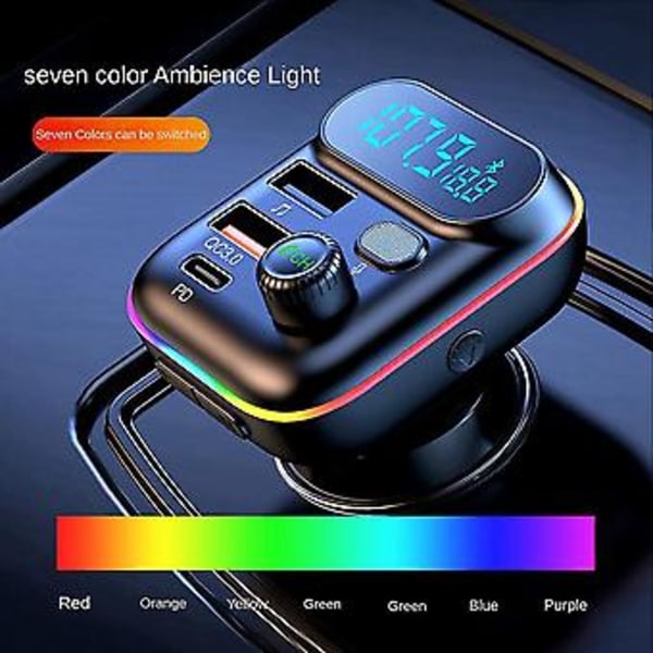 Bluetooth-sovitin autoon FM-lähetin autoadapteri Type-c Pd+qc3.0 Nopea USB-laturi, Hands Free C