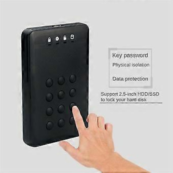 HDD-kabinett SSD-fodral Krypterat hårddiskkabinett 5 Gbps USB3.0 SATA Hårddiskkabinett för 2,5-tums hårddisk