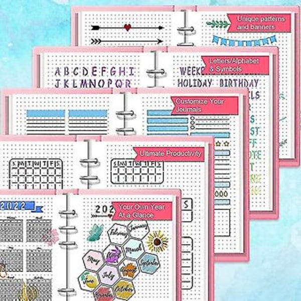 16 kpl Journal Stencils -setti - Productivity Plr Stencil Journal Stencils A5 Dotted Jo:lle