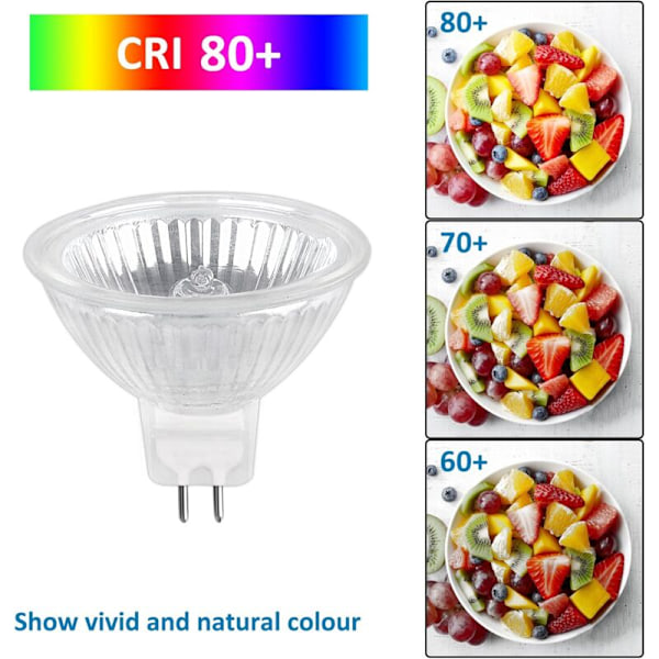 Halogenpære GU5.3 35W 12V, 680lm Varmhvit 2700K Dimbar, MR16 Halogen Spotpære, 6-pakning