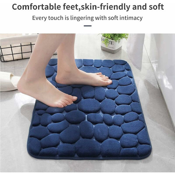 Badrumsmatta Anti-Slip 50x80cm Inomhus Dörrmatta Minnesskum Entrématta för Badrum Badkar Kök Marinblå