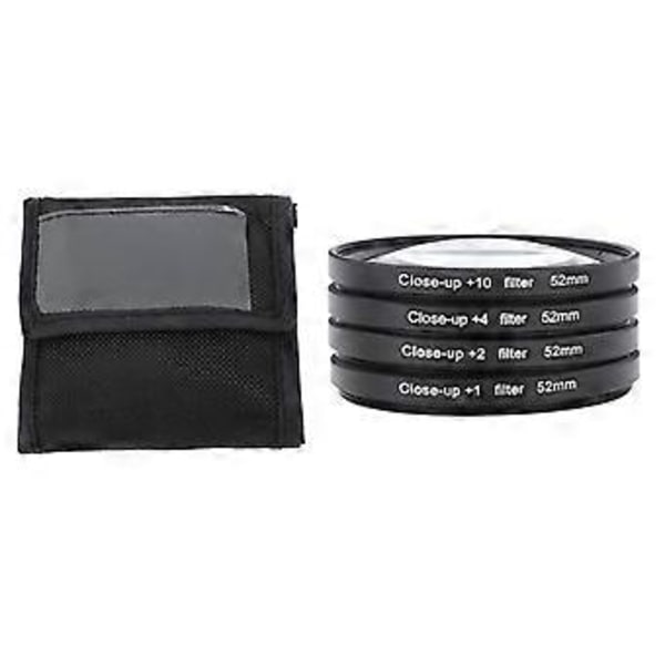 Närbildsfilter Kit 4 i 1 +1 +2 +4 +10 Makroobjektiv Filter Optiskt Glas med Förvaringspåse Kamerafilter för Digitalkamera Foto 52mm