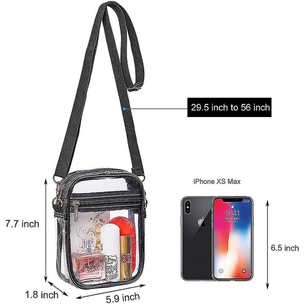 Klar Crossbody Taske, Stadion Godkendt Til Koncerter, Festivaler,s-sort