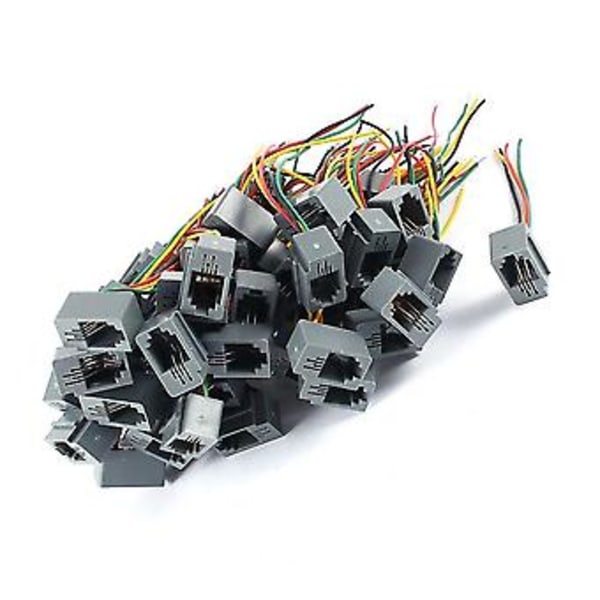 50 kpl 616e 4p4c Rj9 Naaraspuolinen Puhelinliitinsovitin 4 Johdolla 8cm