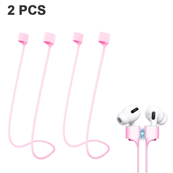 2 par magnetiske anti-tabte stropper til Airpods, blød silikone sports snor med nakke reb ledning, sikrer dine Airpods