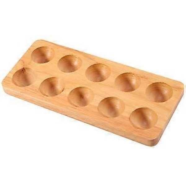 Eggbrett Egg Holder i Tre for Egg, Kan Brukes i Kjøleskap, eller på Benkeplate for Utstilling eller Oppbevaring, Holder 10 Egg