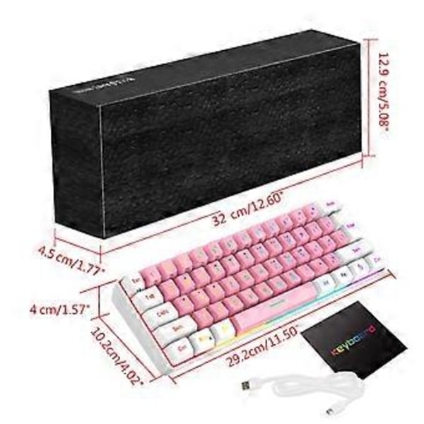 61 Tangenter Bärbar Dator Stationär Trådbundet Gaming Tangentbord Ergonomi Kontor Gamer RGB Bakgrundsbelyst Tangentbord PC Gaming Tillbehör