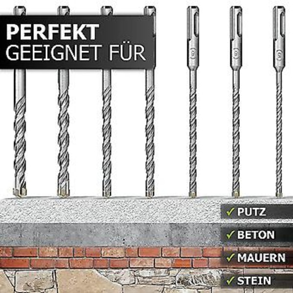 Poranteräsarja 7-osainen kiviporanteräsarja - betonisarja 4x leikkuureunalla - betonin halkaisija 5-12x160 mm