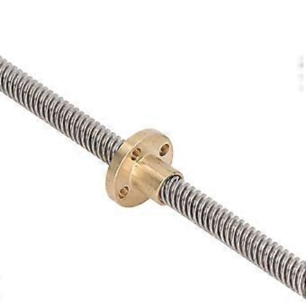 5 stk. 400 mm T8 stang med messingmøtrik, rustfrit stål gevindspindel til 3D-printer og CNC-maskine