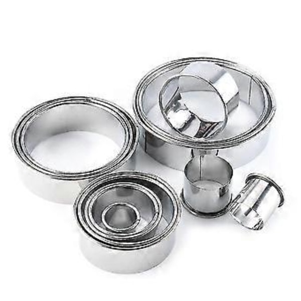 14 stk. Mousse Ring i Rustfritt Stål Rundt Kakeformer Sett Dumpling Wrappers Kutter