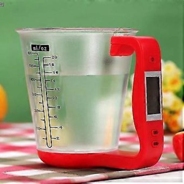 Köksmätkopp Våg LCD Digital Display För Bakning Te Vägning Kaffe-Röd-Röd
