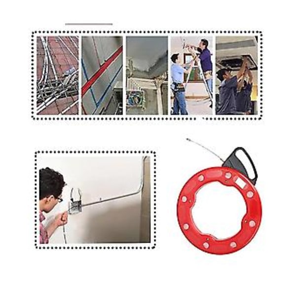 15-30mm Meter Glassfiber Kabeltrekker Fleksibel Glider Svivel Fisketape Bærbar Rull Kanal Duct W