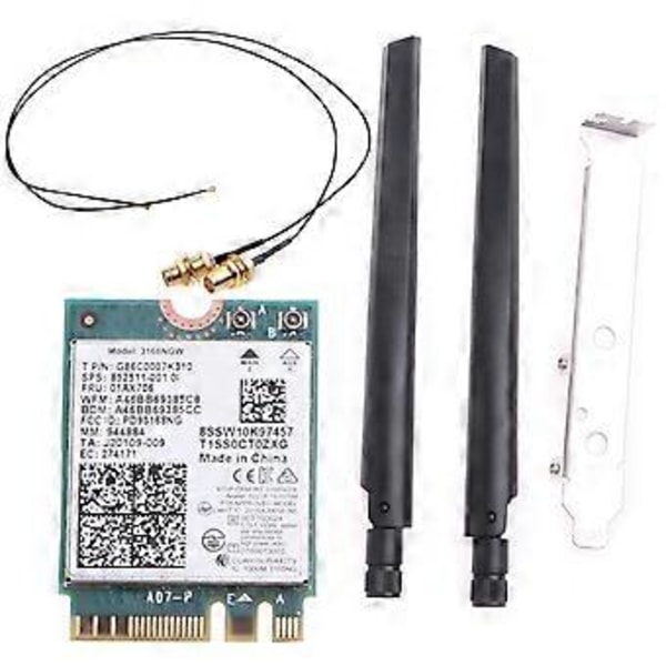 WiFi Desktop Kit 3168NGW Udvid WiFi 2.4GHz/5GHz BT 4.2 Dual Band Inkluderer RF-kabel High Gains Antenner og Beslag