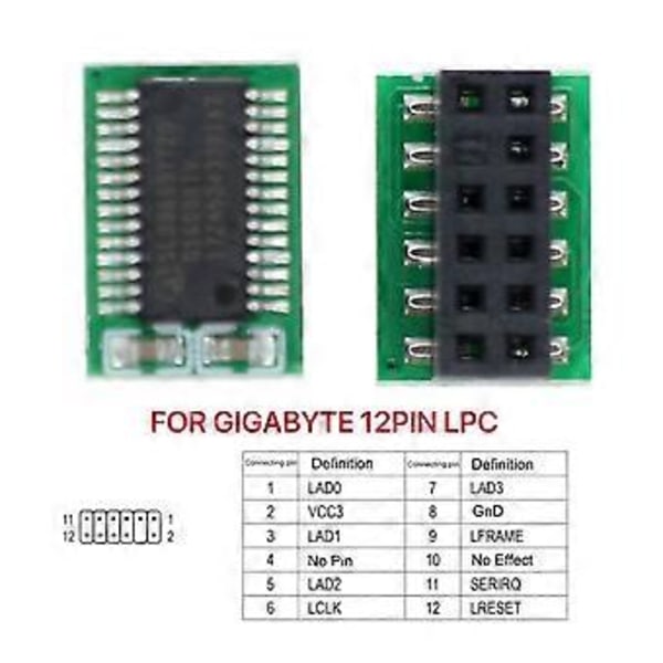 TPM 2.0 Modul 12 Pin Fjernkort Krypteringssikkerhedskort Tilbehør til GIGABYTE