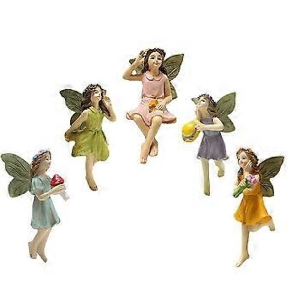 Féstaty 5 STK Hartstroll Féfigurer med Flygvinge Miniatyr Féträdgårdsfigurer Härlig Féstaty för Landskap