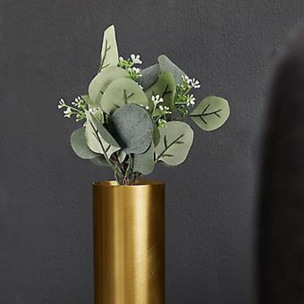 17 stk. Kunstige Blomster, 12 Silkeblomster og 5 Kunstige Eukalyptusblade i Bulk, Til Bryllup
