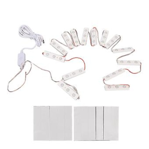LED Sminkespeil Lys Berøringsfølsom Hvit Lys USB Dimbar Sminkelys for Baderom 14 Strenger (42 stk Lyschips)