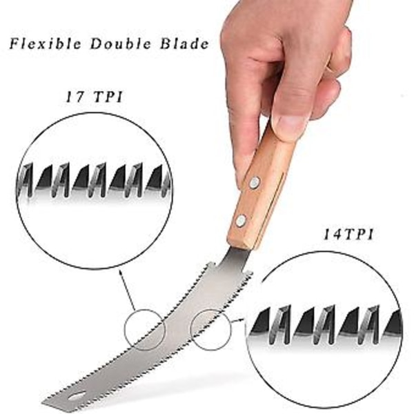 Liten handsåg för träbearbetning, 6 tum flexibelt blad dubbelsidig manuell, hobby, gör-det-själv, snickeriverktyg vass och lätt