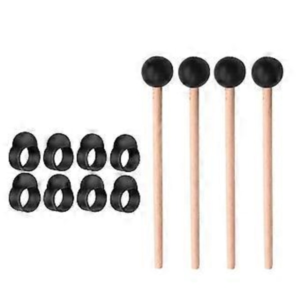 8 st Fingerplektrum för Stål Tongue Drum, Fingerhylsor Handpan med 4 st Ethereal Drum Trumstockar Kit Pe