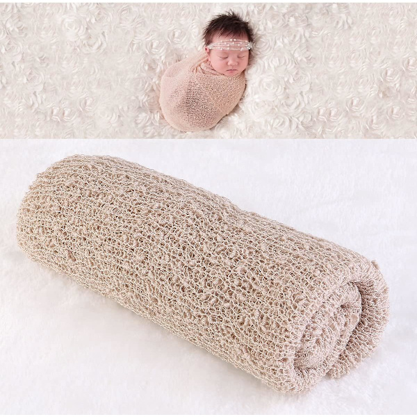 Nyfödd bebisfotografering fotorekvisita stretch wrap baby long ripple wrap (beige)
