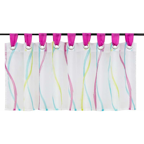 Gardinkappa Transparent voile bistrogardin med bältesöglor, vågmönster H/B 60/140 cm, färgad rosa
