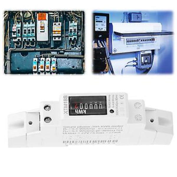 220V 5(30)A Digital 1-fase 2-leder 1P DIN-skinne Elektrisk Måler Elektronisk KWh-måler
