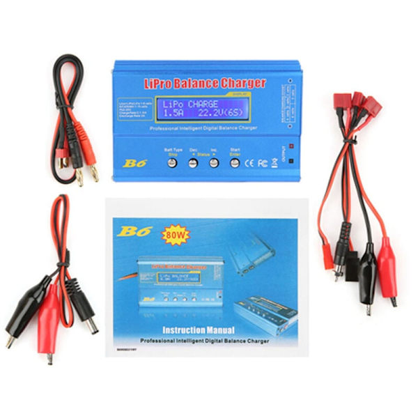 B6 80W LCD Digital Balance Charger Discharger til LLiPo NiMH RC Batteri (uden stik)