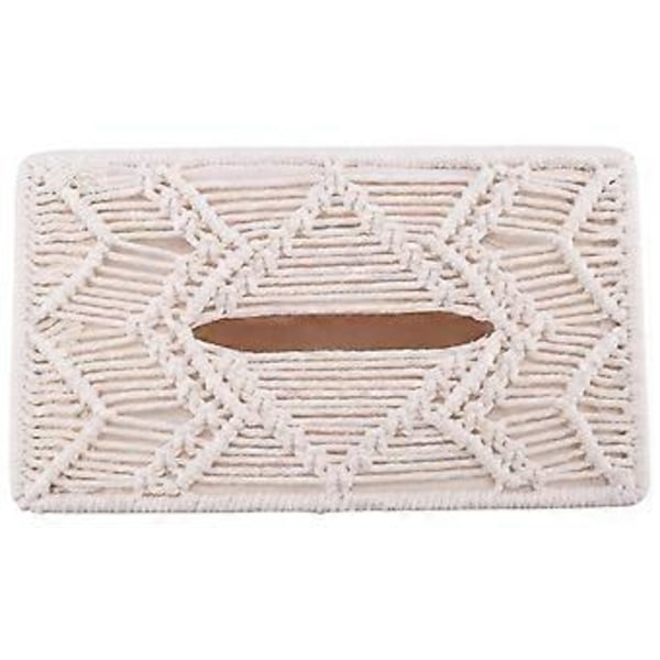 Tissue Box Cover Boho Dekor Rektangulär Pappersnäsdukshållare med Pärlspänne Makramé Servettvävnader Organizer Heminredning